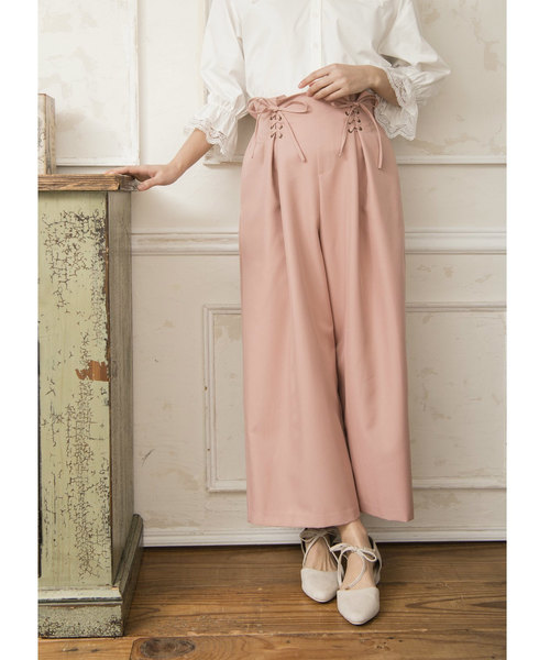 OLIVE des OLIVE（オリーブデオリーブ）の「レースアップ ワイドパンツ（その他パンツ・レディース・ネイビー/ピンク/ミント・FREE）」の7枚目の写真