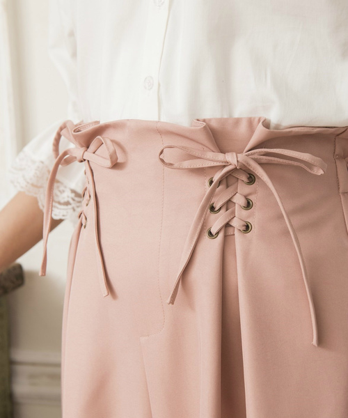 OLIVE des OLIVE（オリーブデオリーブ）の「レースアップ ワイドパンツ（その他パンツ・レディース・ネイビー/ピンク/ミント・FREE）」の9枚目の写真