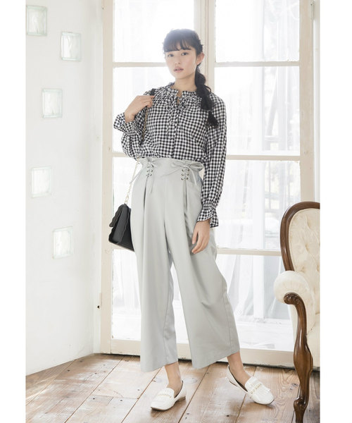 OLIVE des OLIVE（オリーブデオリーブ）の「レースアップ ワイドパンツ（その他パンツ・レディース・ネイビー/ピンク/ミント・FREE）」の14枚目の写真