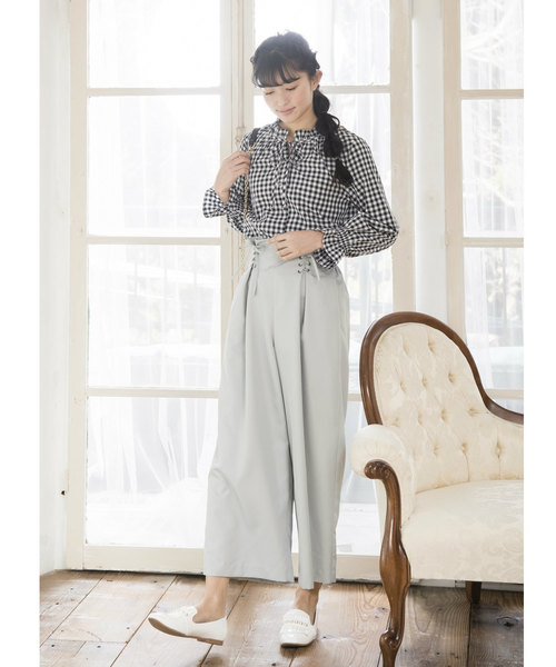 OLIVE des OLIVE（オリーブデオリーブ）の「レースアップ ワイドパンツ（その他パンツ・レディース・ネイビー/ピンク/ミント・FREE）」の15枚目の写真