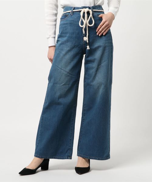 FREE'S MART(フリーズマート)の「ロープベルトハイウェストデニムワイドパンツ(デニムパンツ・レディース・ブルー系その他/ダークネイビー・MEDIUM/SMALL)」の5枚目の写真