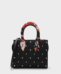 スカーフラップハンドルキルトトート / SCARF WRAPPED HANDLE QUILTED TOTE