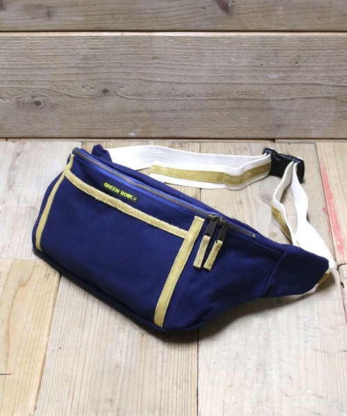 GREEN BOWL(グリーンボウル)の「GREEN BOWL Canvas × Suede Waist Bag/グリーンボウル キャンバス スウェード ウェスト バッグ(ボディバッグ/ウエストポーチ・メンズ・スミクロ/ブラウン/ベージュ/グリーン/ネイビー/マスタード/ボルドー/オレンジ・FREE)」の6枚目の写真