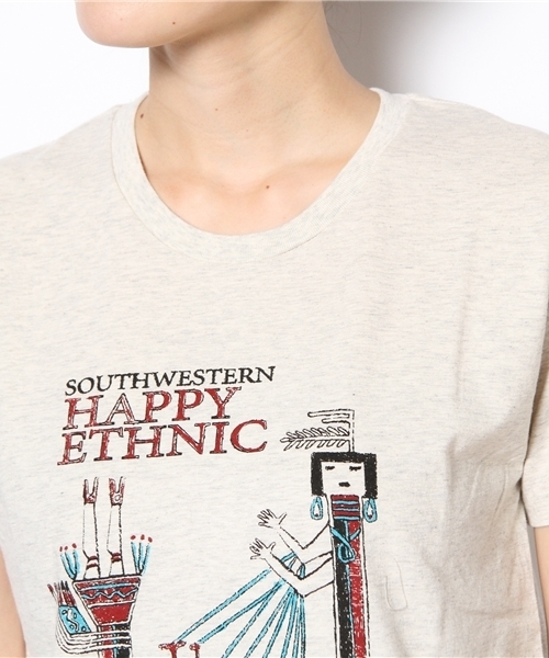 チチカカ(チチカカ)の「イェイプリントTシャツ(Tシャツ/カットソー・レディース・ブラック/オートミール/グリーン・MEDIUM/LARGE)」の8枚目の写真