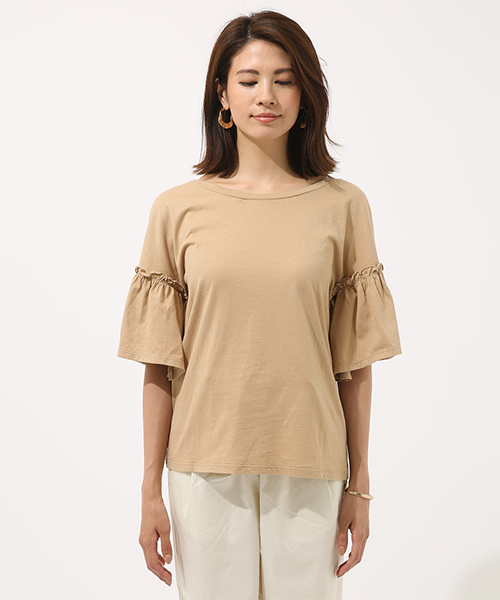 AZUL by moussy（アズールバイマウジー）の「2WAYフリル半袖プルオーバー（Tシャツ/カットソー・レディース・ブラック/ホワイト/ベージュ・SMALL/MEDIUM）」の7枚目の写真