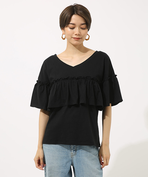 AZUL by moussy（アズールバイマウジー）の「2WAYフリル半袖プルオーバー（Tシャツ/カットソー・レディース・ブラック/ホワイト/ベージュ・SMALL/MEDIUM）」の15枚目の写真