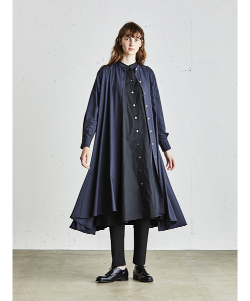 mizuiroind（ミズイロインド）の「スタンドカラーフレアーワンピース（ワンピース・レディース・チャコールグレー/ブラウン/ネイビー/ブラック・FREE）」の8枚目の写真