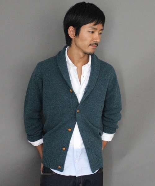 JOURNAL STANDARD(ジャーナルスタンダード)の「★★ラムウールショールカーディガン#(カーディガン/ボレロ・メンズ・チャコールグレー/ウッド/ブルー/ターコイズブルー/ネイビー/オレンジ・MEDIUM/LARGE)」の5枚目の写真