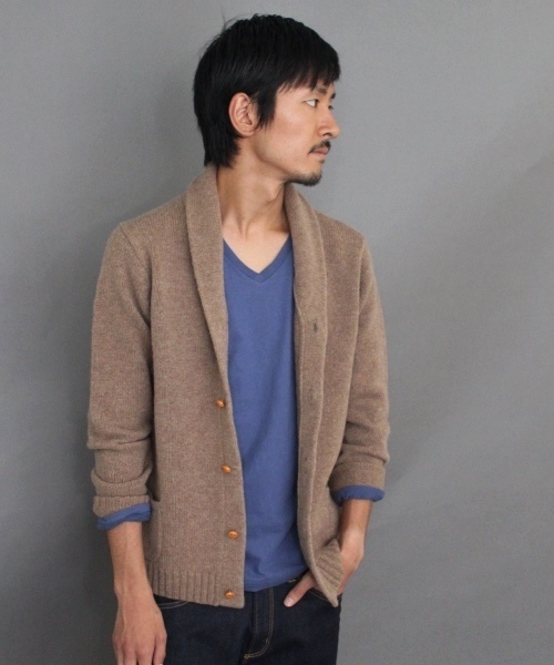 JOURNAL STANDARD(ジャーナルスタンダード)の「★★ラムウールショールカーディガン#(カーディガン/ボレロ・メンズ・チャコールグレー/ウッド/ブルー/ターコイズブルー/ネイビー/オレンジ・MEDIUM/LARGE)」の3枚目の写真