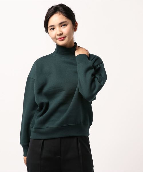 AMERICAN HOLIC（アメリカンホリック）の「・ハイネックビッグ裏毛裏起毛プルオーバー（Tシャツ/カットソー・レディース・ブラック/グリーン/アイボリー/チャコールグレー/イエロー/モカ・M/L）」の5枚目の写真