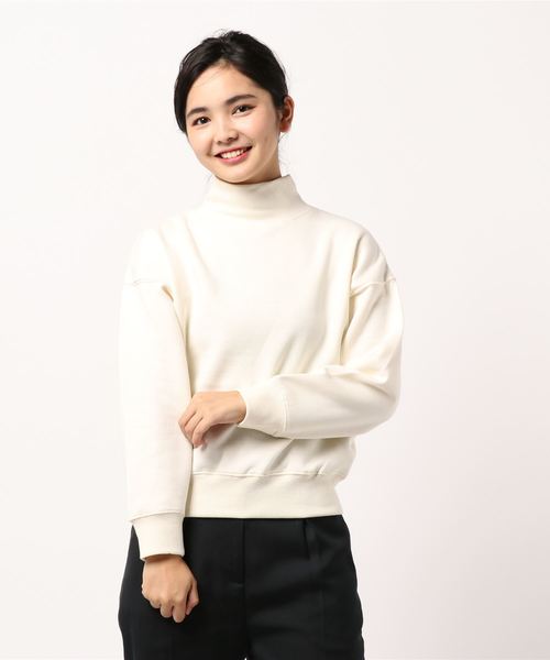 AMERICAN HOLIC（アメリカンホリック）の「・ハイネックビッグ裏毛裏起毛プルオーバー（Tシャツ/カットソー・レディース・ブラック/グリーン/アイボリー/チャコールグレー/イエロー/モカ・M/L）」の7枚目の写真