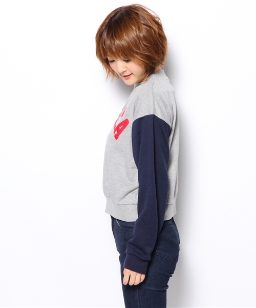 WEGO(ウィゴー)の「WEGO/ワッペン切替スウェット(スウェット・レディース・ホワイト/杢グレー/グリーン/レッド・FREE)」の6枚目の写真