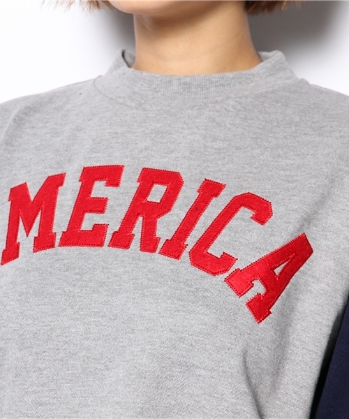 WEGO(ウィゴー)の「WEGO/ワッペン切替スウェット(スウェット・レディース・ホワイト/杢グレー/グリーン/レッド・FREE)」の8枚目の写真