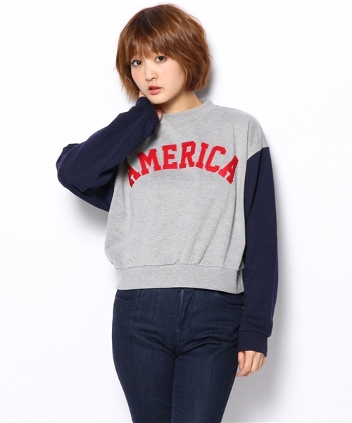 WEGO(ウィゴー)の「WEGO/ワッペン切替スウェット(スウェット・レディース・ホワイト/杢グレー/グリーン/レッド・FREE)」の11枚目の写真