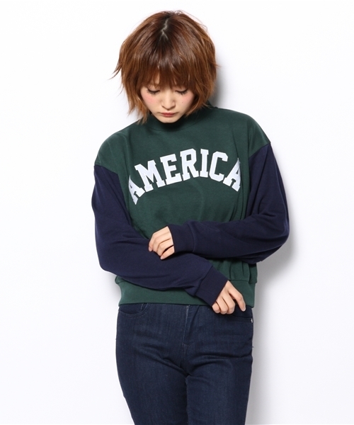 WEGO(ウィゴー)の「WEGO/ワッペン切替スウェット(スウェット・レディース・ホワイト/杢グレー/グリーン/レッド・FREE)」の12枚目の写真