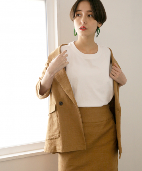 LOWRYS FARM（ローリーズファーム）の「ＵＳＡクルーＴシャツ　819784（Tシャツ/カットソー・レディース・ブラック/ベージュ/パープル/グレー/オフホワイト・FREE）」の9枚目の写真