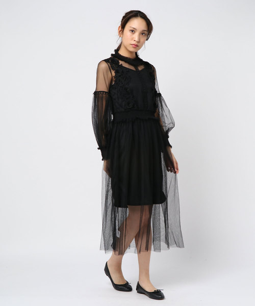 SPIGA（スピーガ）の「ﾊｲﾈｯｸﾚｰｽﾁｭｰﾙﾜﾝﾋﾟｰｽ（ワンピース）」 - WEAR