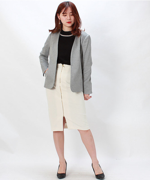 TRUDEA(トルディア)の「モクロディ カラーレスジャケット(ノーカラージャケット・レディース・ライトグレー/ネイビー・MEDIUM/LARGE/X-LARGE)」の10枚目の写真