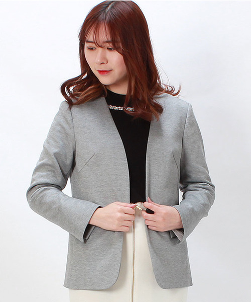 TRUDEA(トルディア)の「モクロディ カラーレスジャケット(ノーカラージャケット・レディース・ライトグレー/ネイビー・MEDIUM/LARGE/X-LARGE)」の13枚目の写真