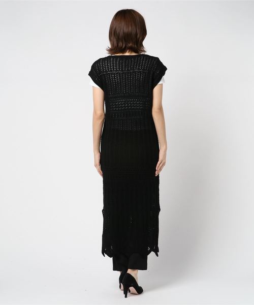 JETSET SOLO PLUS （ジェットセットソロプラス）の「透かし柄ニットワンピース（ワンピース・レディース・マスタード/ブラック/ベージュ・FREE）」の4枚目の写真