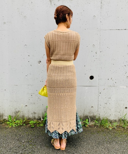 JETSET SOLO PLUS （ジェットセットソロプラス）の「透かし柄ニットワンピース（ワンピース・レディース・マスタード/ブラック/ベージュ・FREE）」の10枚目の写真