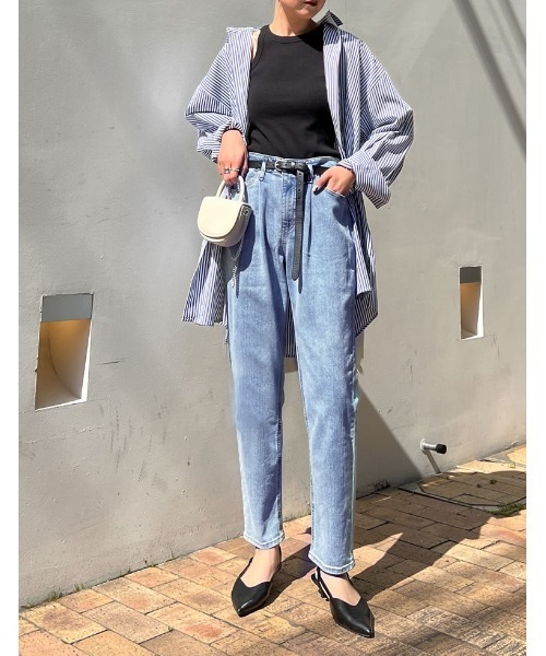 Re:EDIT（リエディ）の「[大きいサイズ有]2TYPEリサイクルハイウエストテーパードデニムパンツ（デニムパンツ・レディース・ブルー系その他/ネイビー/ブルー/ワンウォッシュ/グレー/グレー系その他・SMALL/MEDIUM/LARGE/X-LARGE）」の7枚目の写真