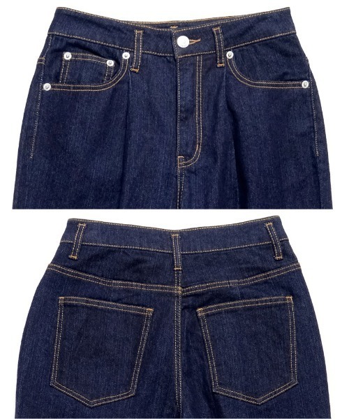 Re:EDIT（リエディ）の「[大きいサイズ有]2TYPEリサイクルハイウエストテーパードデニムパンツ（デニムパンツ・レディース・ブルー系その他/ネイビー/ブルー/ワンウォッシュ/グレー/グレー系その他・SMALL/MEDIUM/LARGE/X-LARGE）」の10枚目の写真