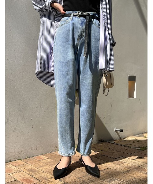 Re:EDIT（リエディ）の「[大きいサイズ有]2TYPEリサイクルハイウエストテーパードデニムパンツ（デニムパンツ・レディース・ブルー系その他/ネイビー/ブルー/ワンウォッシュ/グレー/グレー系その他・SMALL/MEDIUM/LARGE/X-LARGE）」の21枚目の写真