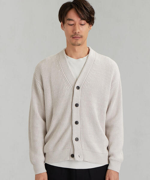 green label relaxing（グリーンレーベルリラクシング）の「SC バルキー コットン/アクリル アゼカーディガン（カーディガン/ボレロ・メンズ・ライトブルー/ナチュラル/ネイビー/ベージュ・LARGE/MEDIUM/SMALL）」の6枚目の写真