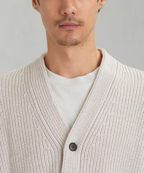 green label relaxing（グリーンレーベルリラクシング）の「SC バルキー コットン/アクリル アゼカーディガン（カーディガン/ボレロ・メンズ・ライトブルー/ナチュラル/ネイビー/ベージュ・LARGE/MEDIUM/SMALL）」の9枚目の写真