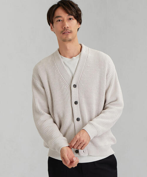 green label relaxing（グリーンレーベルリラクシング）の「SC バルキー コットン/アクリル アゼカーディガン（カーディガン/ボレロ・メンズ・ライトブルー/ナチュラル/ネイビー/ベージュ・LARGE/MEDIUM/SMALL）」の14枚目の写真