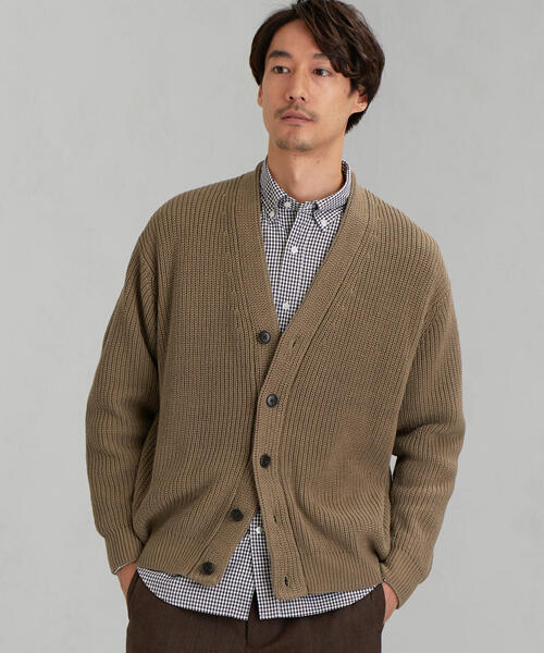 green label relaxing（グリーンレーベルリラクシング）の「SC バルキー コットン/アクリル アゼカーディガン（カーディガン/ボレロ・メンズ・ライトブルー/ナチュラル/ネイビー/ベージュ・LARGE/MEDIUM/SMALL）」の12枚目の写真