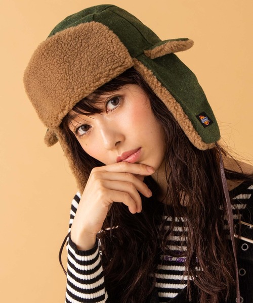 Dickies（ディッキーズ）の「WEGO/Dickiesボンバーキャップ（キャップ・レディース・カーキ/ブラック・FREE）」の4枚目の写真