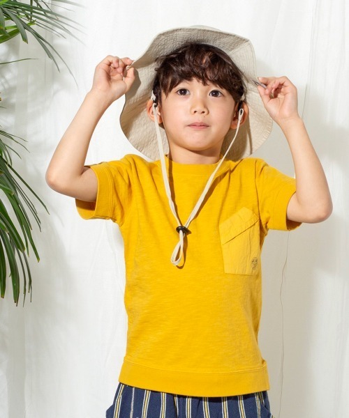 MAKE YOUR DAY（メイクユアデイ）の「【リンクコーデ】変形ポケットＴシャツ■80～140cm（Tシャツ/カットソー・キッズ・ピンク/マスタード/ブラウン/ベージュ/グリーン/ブルー・110/140/100/120/80/130/90）」の5枚目の写真