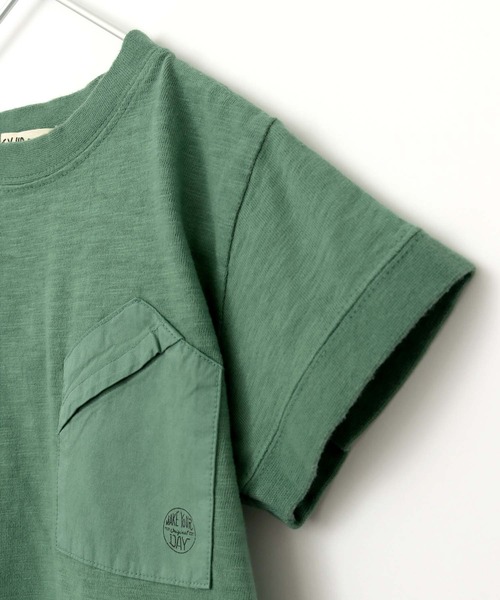 MAKE YOUR DAY（メイクユアデイ）の「【リンクコーデ】変形ポケットＴシャツ■80～140cm（Tシャツ/カットソー・キッズ・ピンク/マスタード/ブラウン/ベージュ/グリーン/ブルー・110/140/100/120/80/130/90）」の10枚目の写真