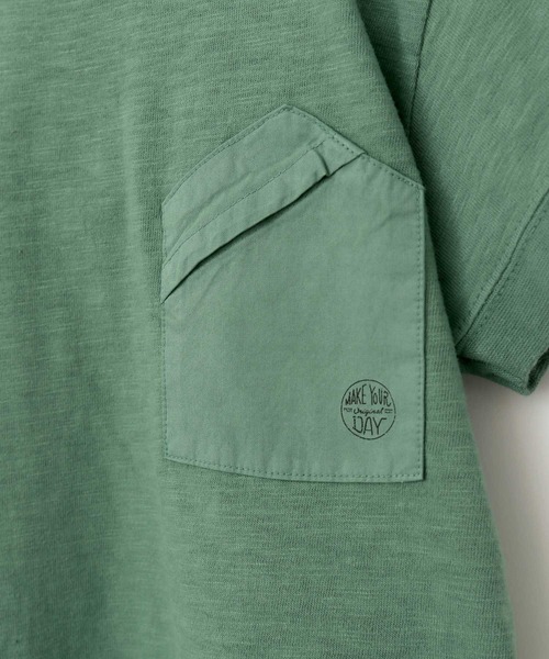 MAKE YOUR DAY（メイクユアデイ）の「【リンクコーデ】変形ポケットＴシャツ■80～140cm（Tシャツ/カットソー・キッズ・ピンク/マスタード/ブラウン/ベージュ/グリーン/ブルー・110/140/100/120/80/130/90）」の11枚目の写真