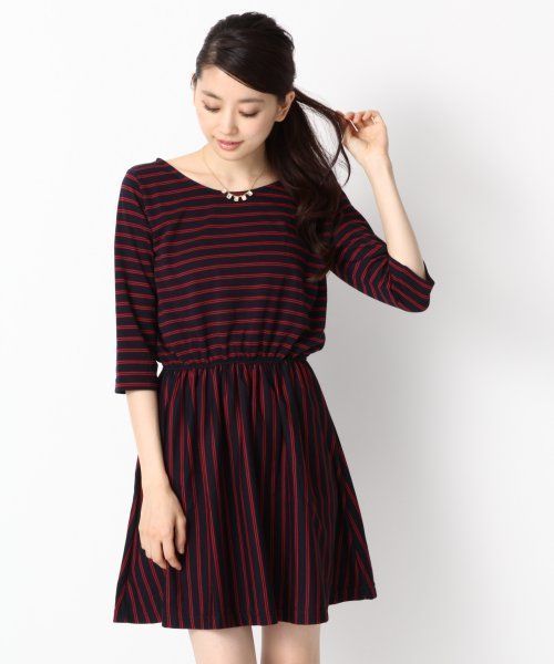 LOWRYS FARM（ローリーズファーム）の「ボーダーカットワンピース　552443（ワンピース・レディース・パープル/グリーン/ネイビー・LARGE/MEDIUM）」の3枚目の写真