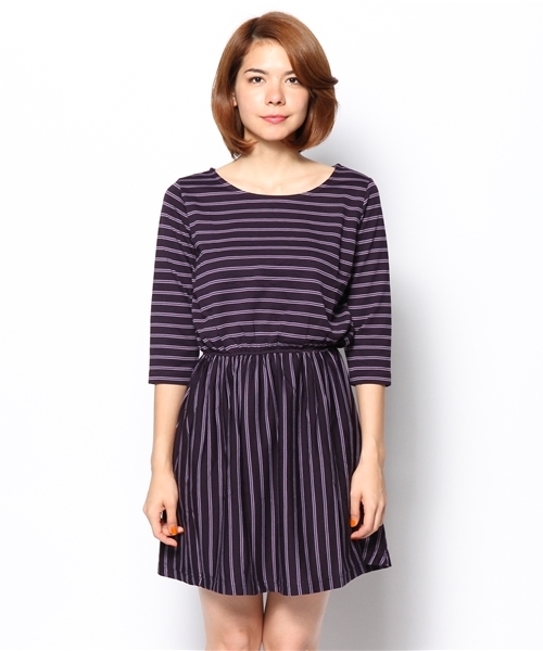 LOWRYS FARM（ローリーズファーム）の「ボーダーカットワンピース　552443（ワンピース・レディース・パープル/グリーン/ネイビー・LARGE/MEDIUM）」の4枚目の写真