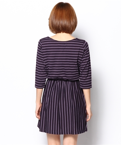 LOWRYS FARM（ローリーズファーム）の「ボーダーカットワンピース　552443（ワンピース・レディース・パープル/グリーン/ネイビー・LARGE/MEDIUM）」の6枚目の写真