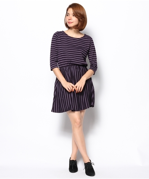 LOWRYS FARM（ローリーズファーム）の「ボーダーカットワンピース　552443（ワンピース・レディース・パープル/グリーン/ネイビー・LARGE/MEDIUM）」の7枚目の写真