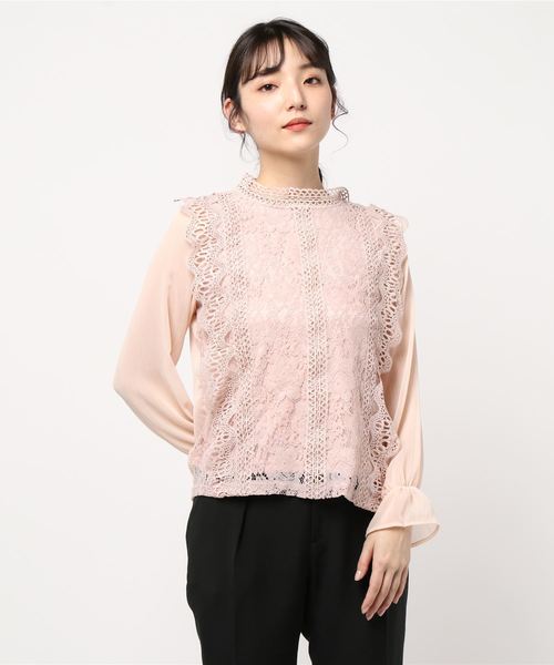 【2025年】エレガントファッションを上品に着 axes femme（アクシーズファム）の「レーシープルオーバー（T トップス