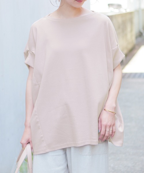 reca(レカ)の「変形デザインスリーブカットソー(Tシャツ/カットソー・レディース・ネイビー/オフホワイト/ベージュ系その他・ONE SIZE)」の3枚目の写真