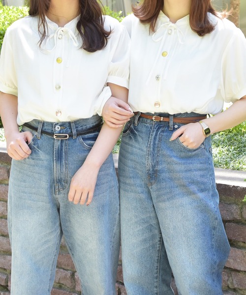 PairPair（ペアペア）の「イロイロボタンブラウス（シャツ/ブラウス・レディース・ライトブルー/スモークピンク/ブラック/オフホワイト/ライトベージュ・FREE）」の2枚目の写真