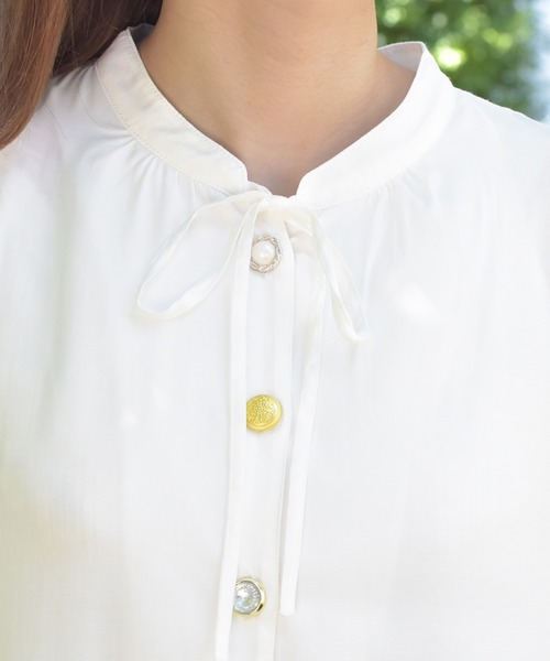 PairPair（ペアペア）の「イロイロボタンブラウス（シャツ/ブラウス・レディース・ライトブルー/スモークピンク/ブラック/オフホワイト/ライトベージュ・FREE）」の9枚目の写真