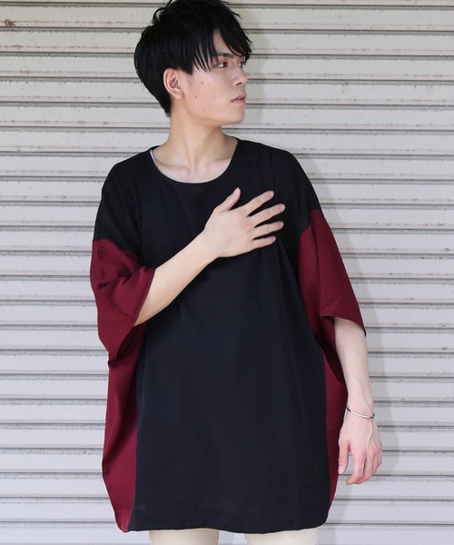 revertical(リバーティカル)の「配色ドルマンビッグTシャツ(Tシャツ/カットソー・メンズ・キャメル/ブラック/ワイン・L/M)」の2枚目の写真
