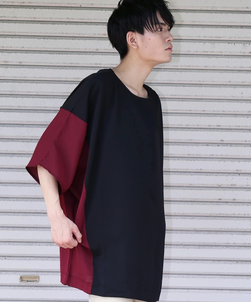revertical(リバーティカル)の「配色ドルマンビッグTシャツ(Tシャツ/カットソー・メンズ・キャメル/ブラック/ワイン・L/M)」の9枚目の写真