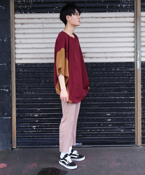 revertical(リバーティカル)の「配色ドルマンビッグTシャツ(Tシャツ/カットソー・メンズ・キャメル/ブラック/ワイン・L/M)」の13枚目の写真