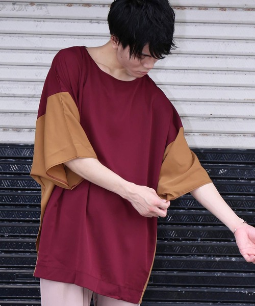 revertical(リバーティカル)の「配色ドルマンビッグTシャツ(Tシャツ/カットソー・メンズ・キャメル/ブラック/ワイン・L/M)」の19枚目の写真