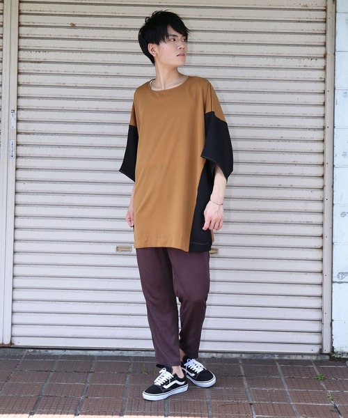 revertical(リバーティカル)の「配色ドルマンビッグTシャツ(Tシャツ/カットソー・メンズ・キャメル/ブラック/ワイン・L/M)」の7枚目の写真