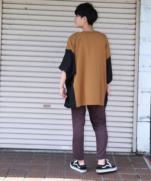 revertical(リバーティカル)の「配色ドルマンビッグTシャツ(Tシャツ/カットソー・メンズ・キャメル/ブラック/ワイン・L/M)」の5枚目の写真